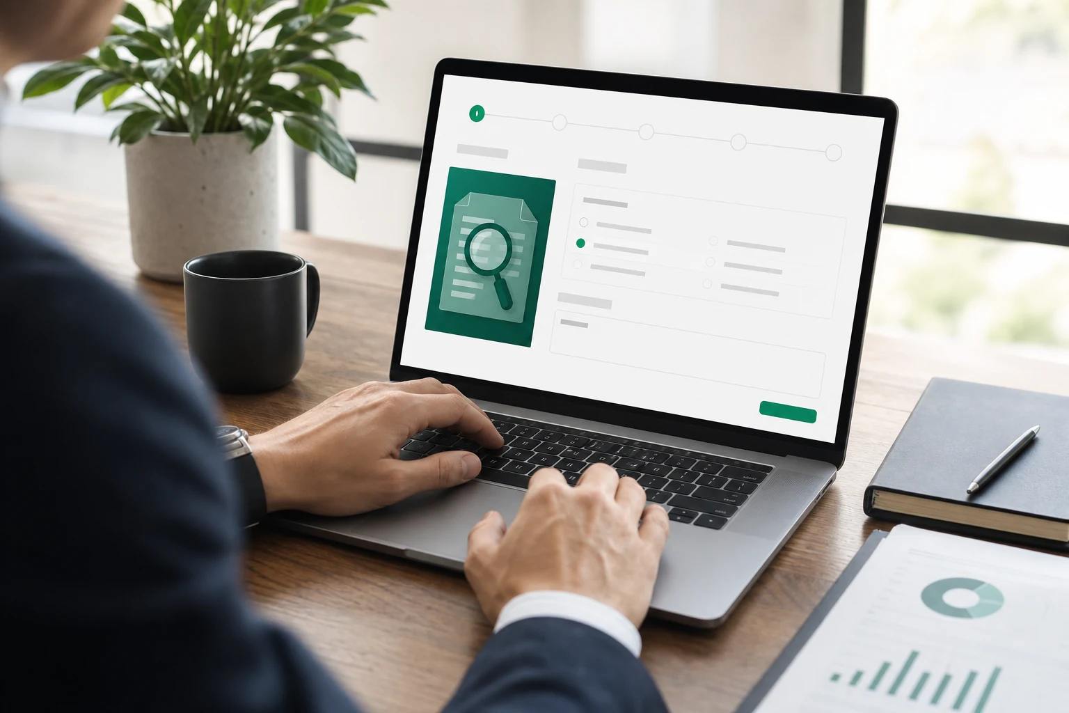 Persona identificando su necesidad en un formulario guiado